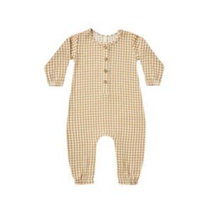 Quincy Mae woven jumpsuit in honey gingham size 2-3Y